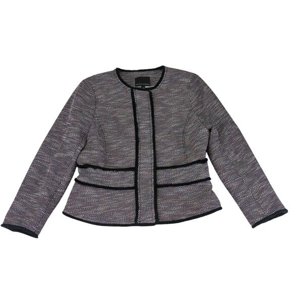 Banana Republic Blazer jacket Tweed Snap‎ Front Women's Size 12 Black with Red - Picture 1 of 8